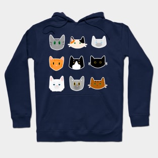 Pattern with cat breads calico, siamese, tabby, tuxedo Hoodie